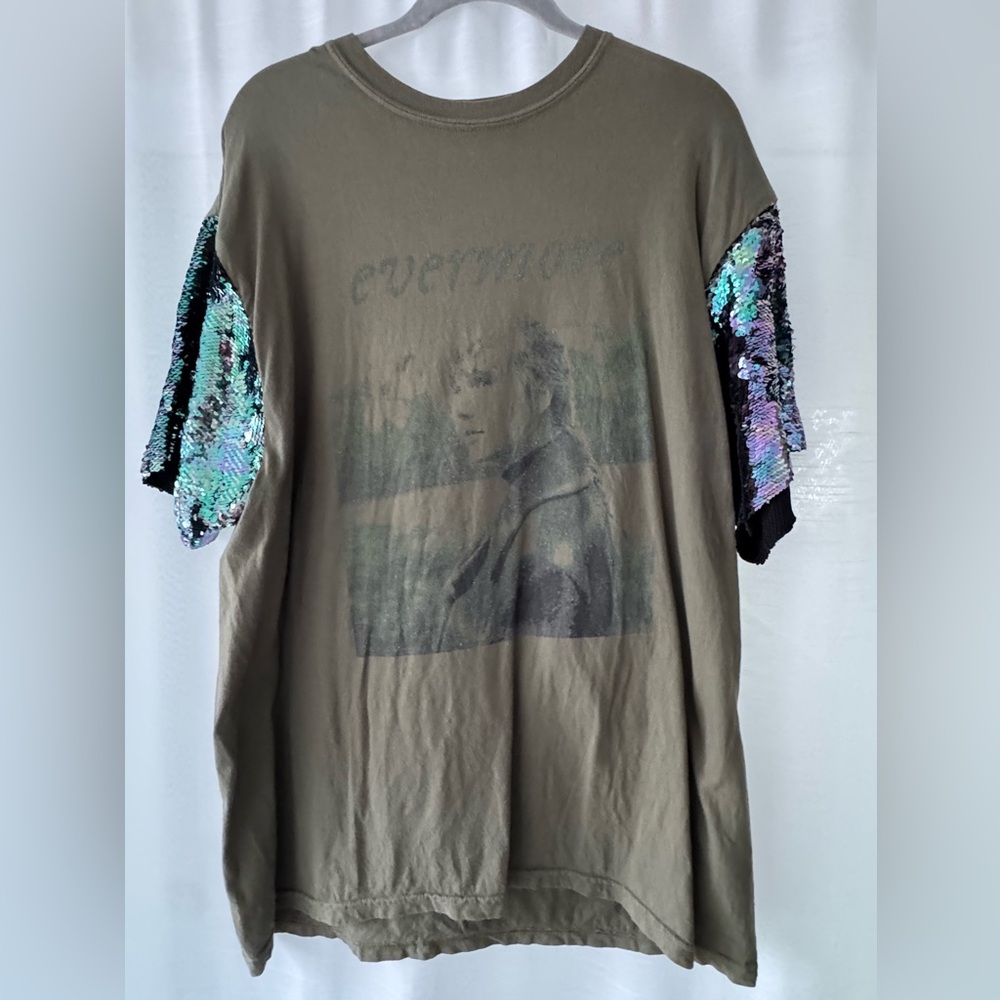 Fringe & Co Taylor Swift Evermore Graphic Tee with Sequin Sleeves